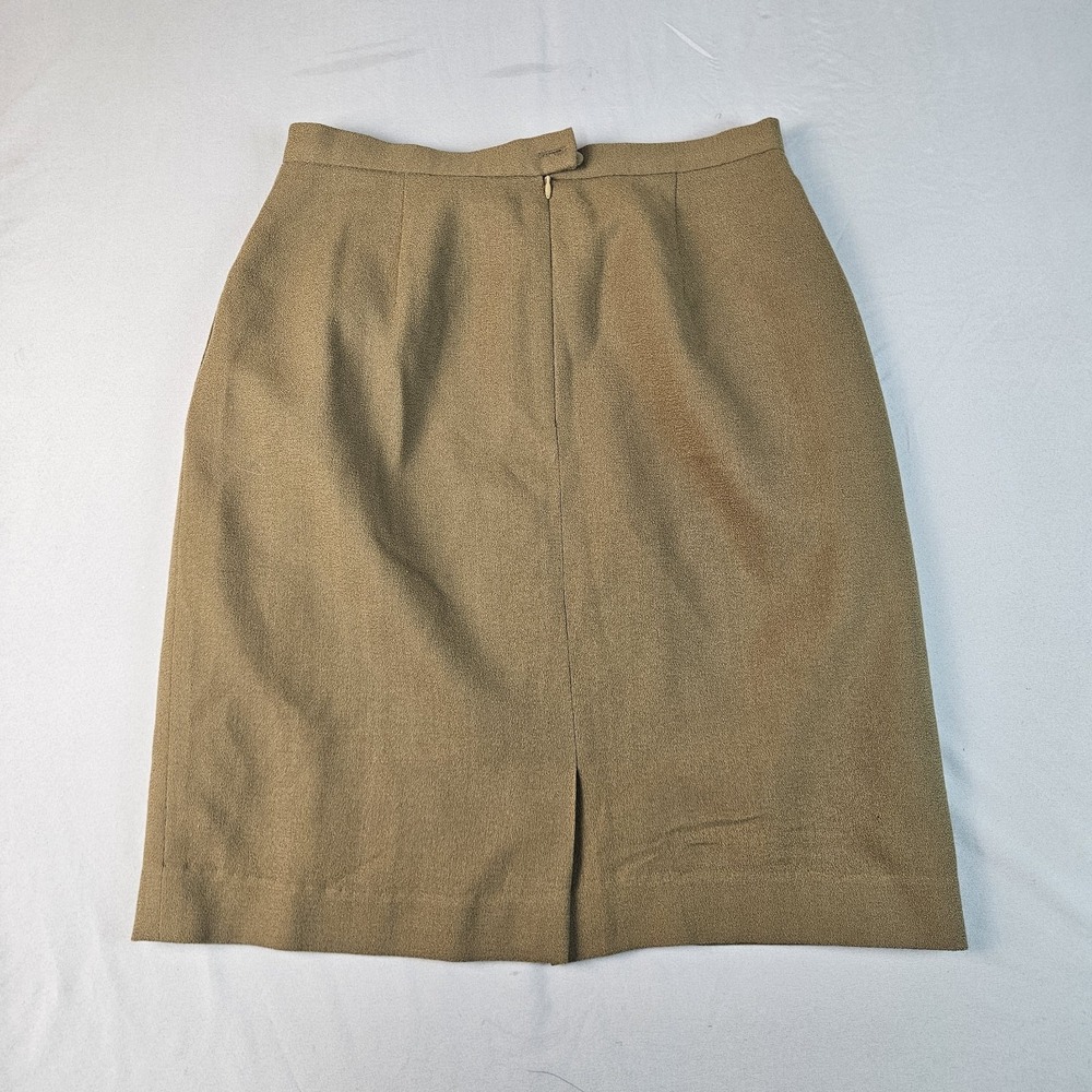 Vintage 100% Worsted Wool Pencil Skirt Tan Brown Made in USA Size 10 High Waist